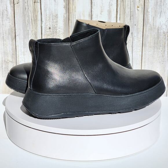 NEW - FitFlop Women's F-Mode Leather Flatform Zip Ankle Boots - Size 9 - Picture 4 of 12